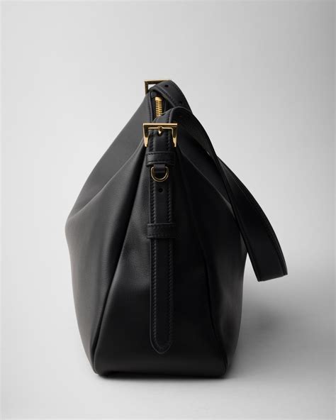 Black Prada Aimée Medium Leather Shoulder Bag 